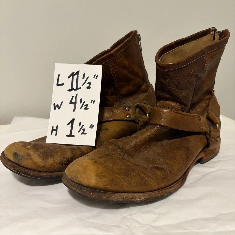 Frye Harness Boots Distressed Biker Moto 11 D Brown Leather 87870